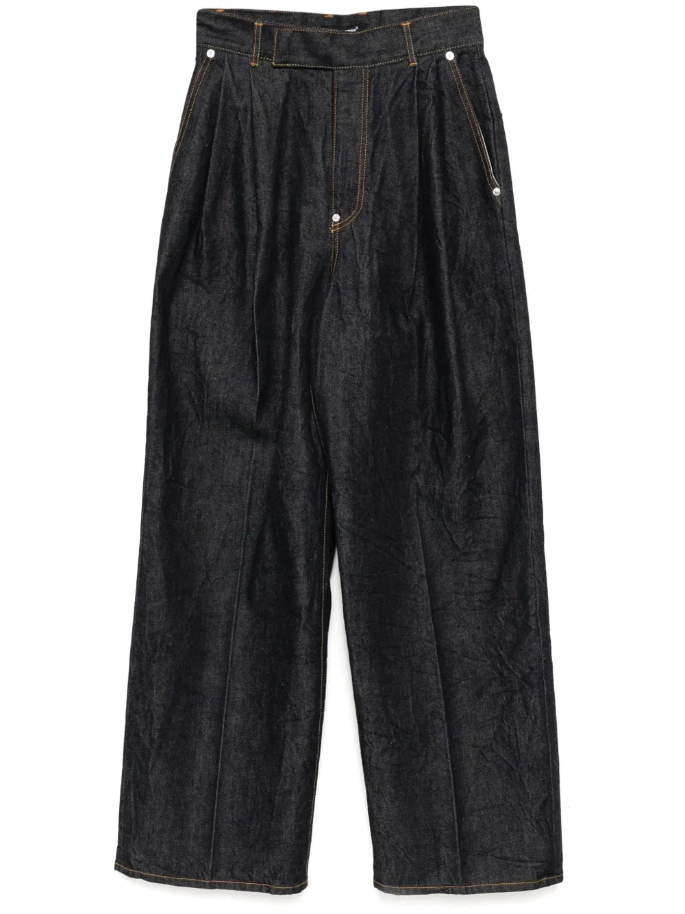 Pleated Straight-Leg Jeans