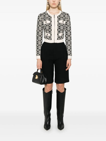 Logo-Jacquard Cropped Cardigan