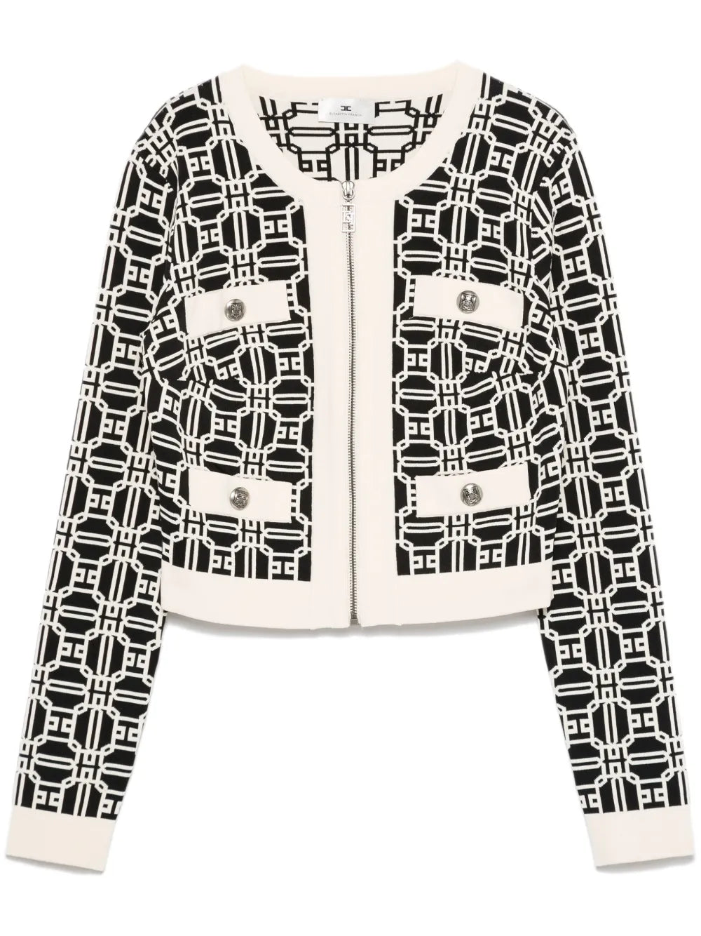 Logo-Jacquard Cropped Cardigan