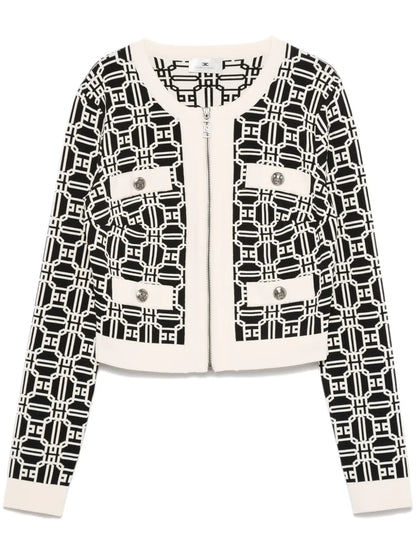 Logo-Jacquard Cropped Cardigan