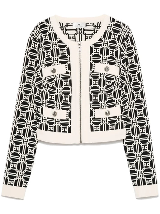 Logo-Jacquard Cropped Cardigan