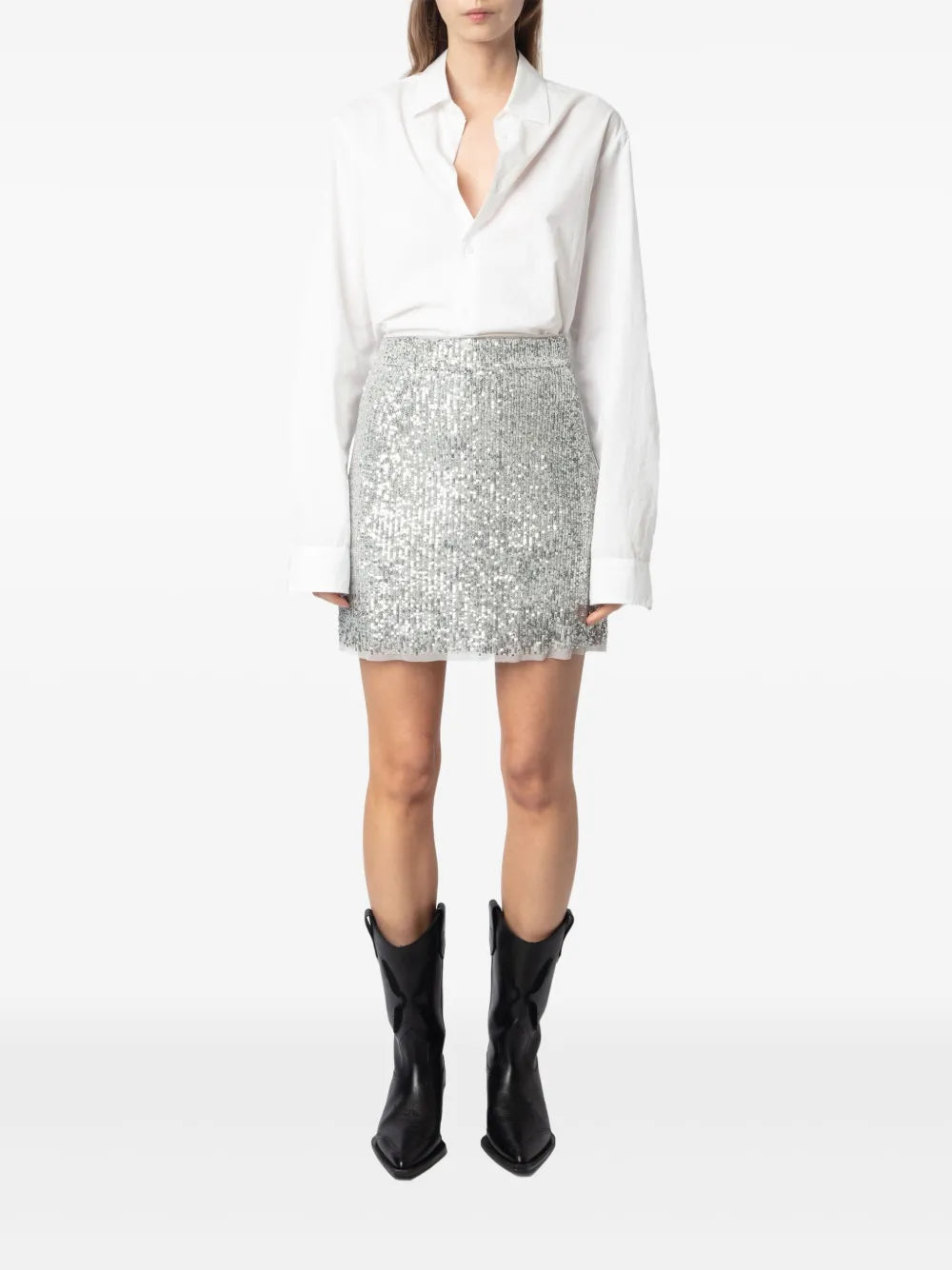 Sequin-Embellished Midi Skirt