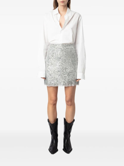 Sequin-Embellished Midi Skirt