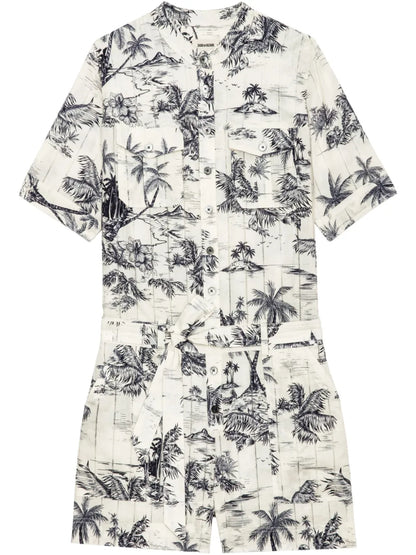 Tropical Island-Print Playsuit