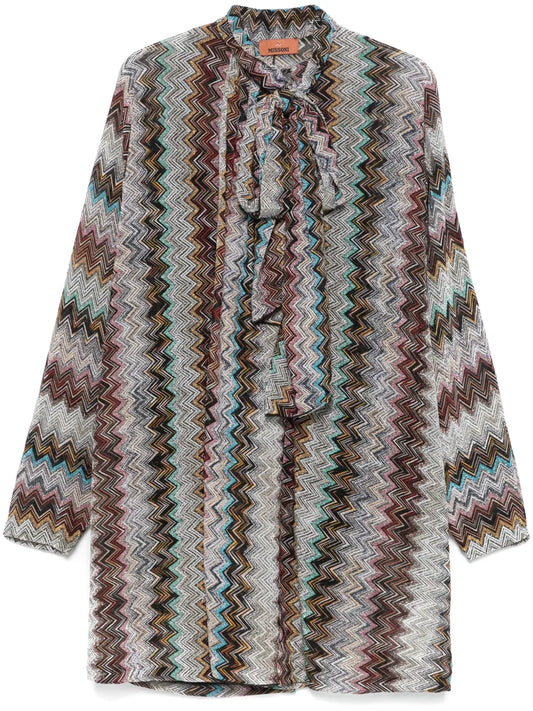 Zigzag-Woven Mini Dress