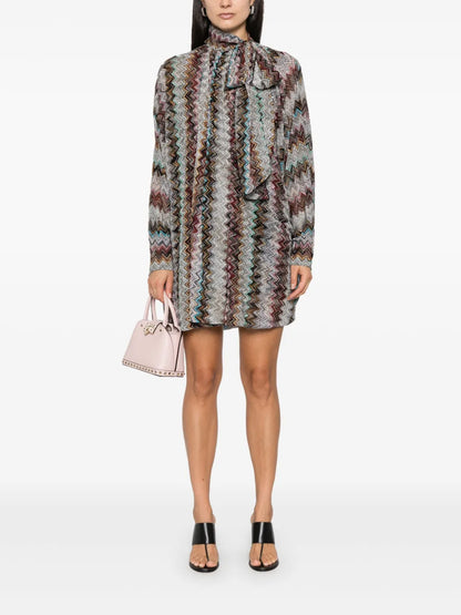 Zigzag-Woven Mini Dress