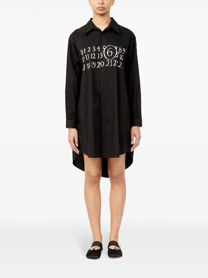 Signature Numbers Motif Shirt Dress