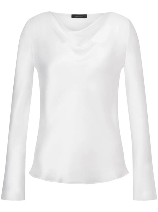 Silk-Blend Cowl-Neck Top