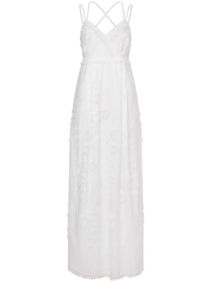 Floral-Lace V-Neck Maxi Dress