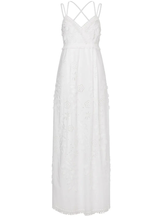 Floral-Lace V-Neck Maxi Dress
