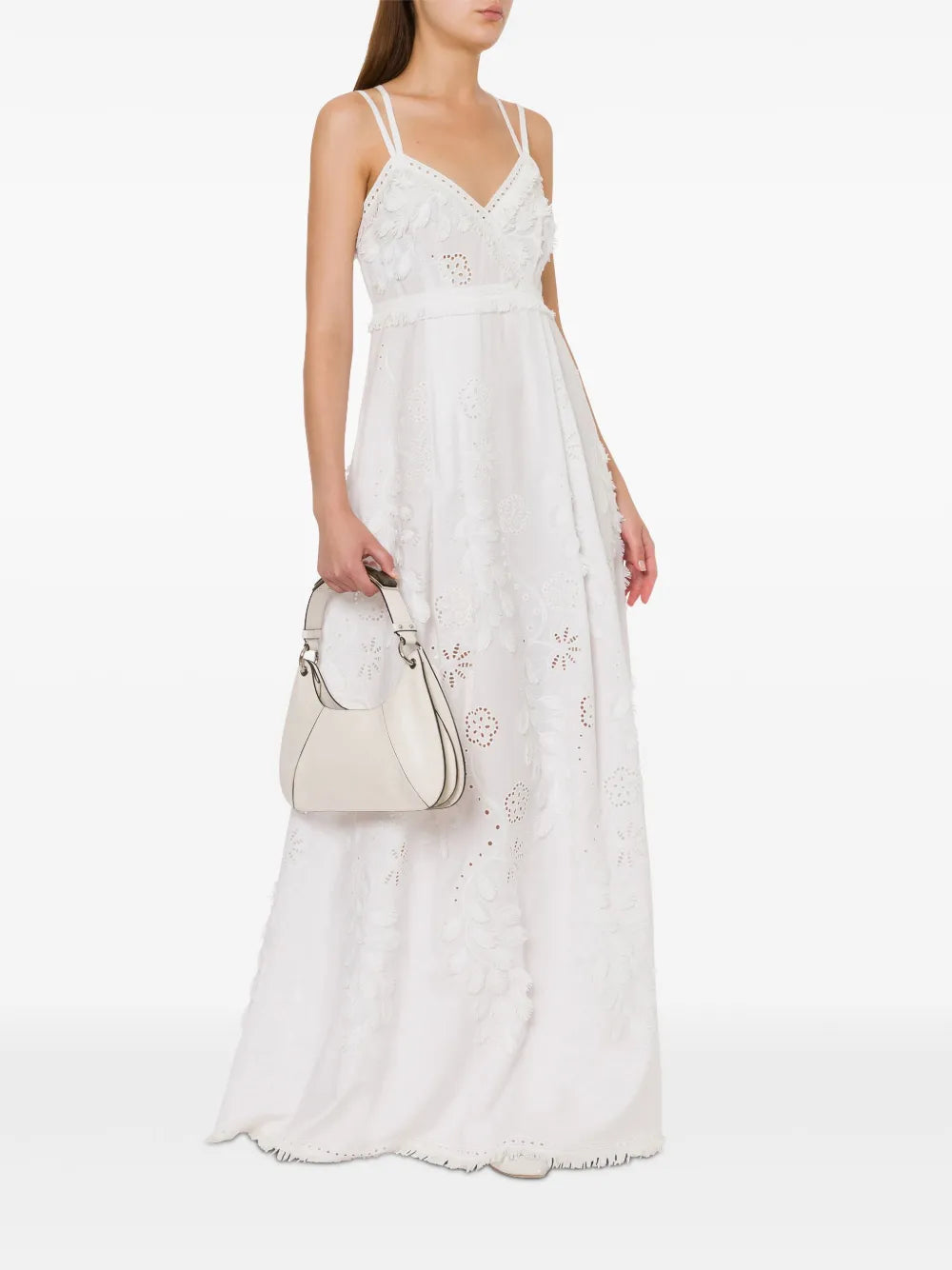Floral-Lace V-Neck Maxi Dress