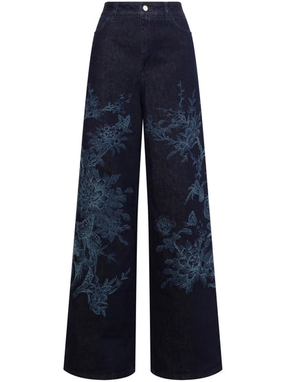 Floral-Print Jeans