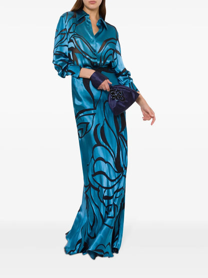 Abstract-Pattern Maxi Skirt