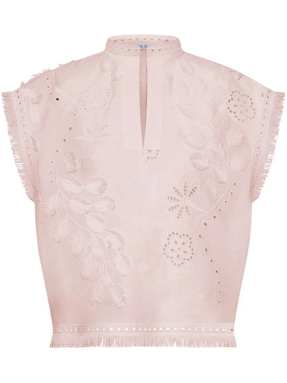 Floral-Embroidered Top