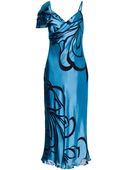 Floral Satin Midi Dress