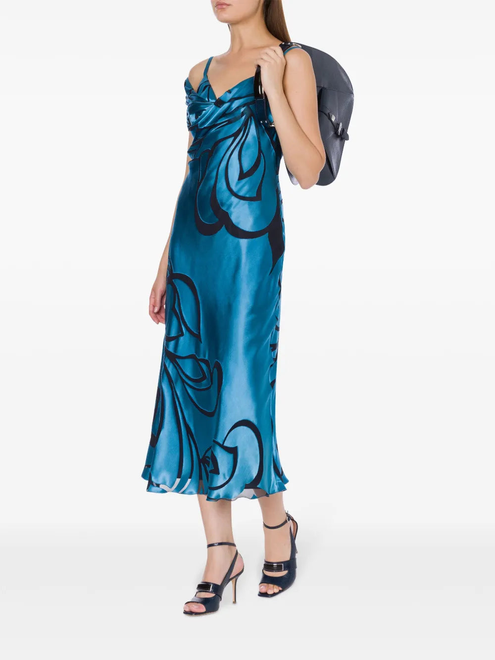 Floral Satin Midi Dress