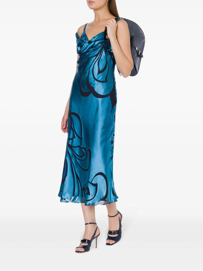 Floral Satin Midi Dress