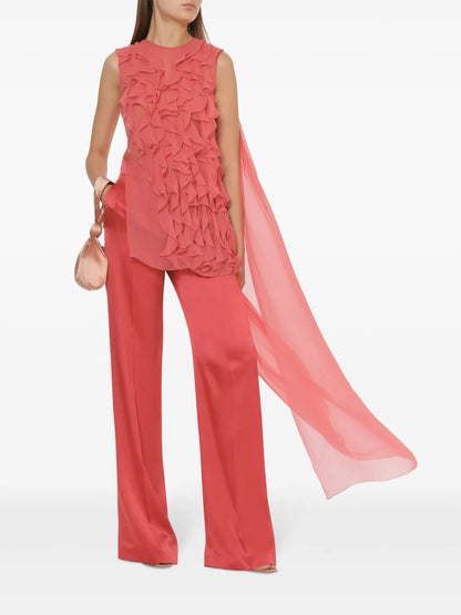 Ruffle-Detail Silk Blouse