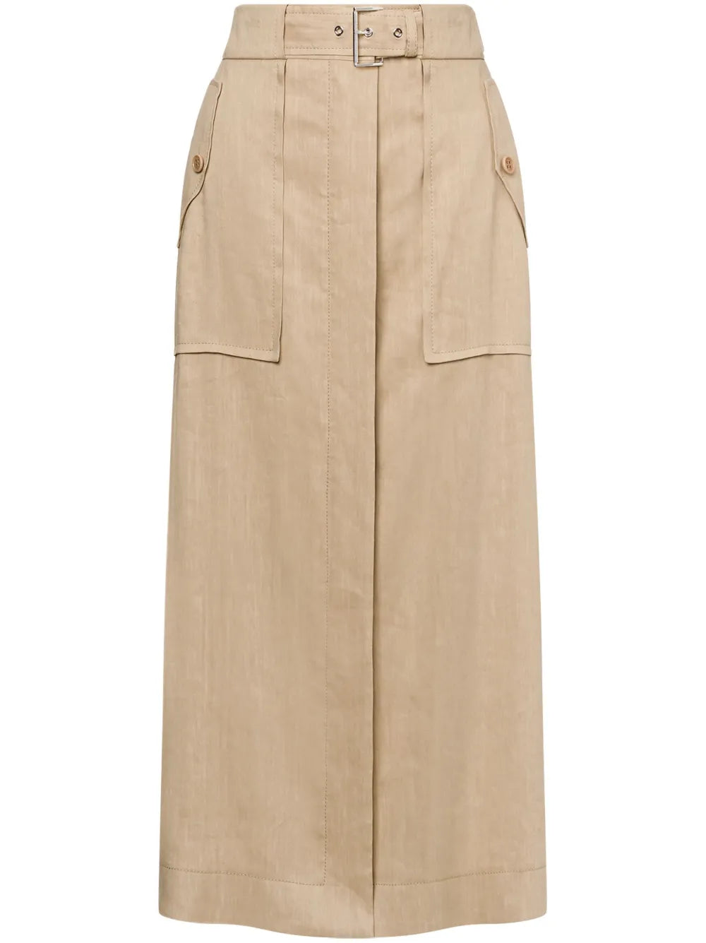 High-Waisted Buckled Straight Skirt