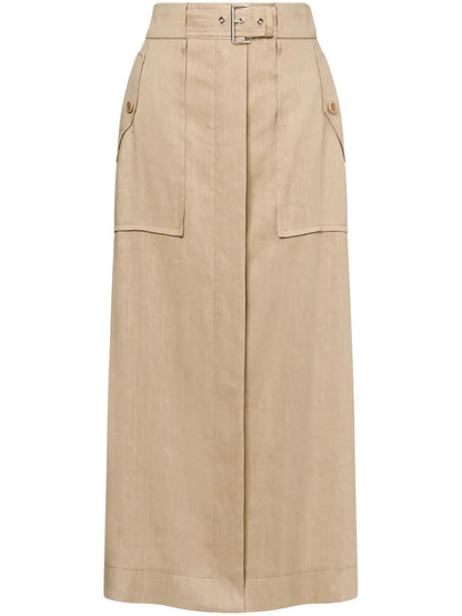 High-Waisted Buckled Straight Skirt