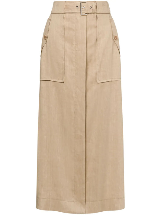 High-Waisted Buckled Straight Skirt