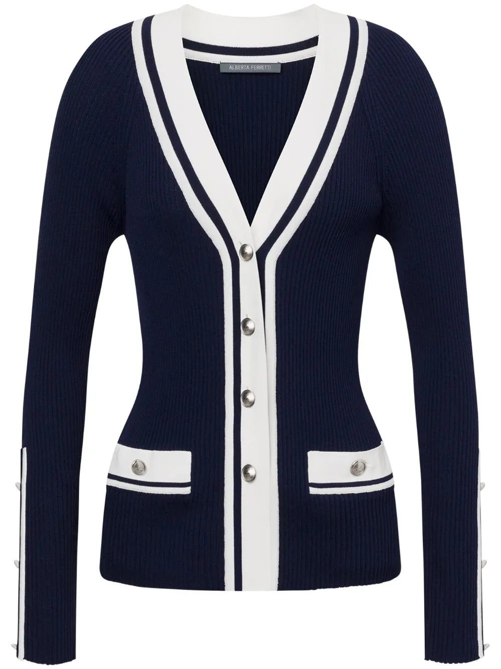 Contrast-Trim Cardigan
