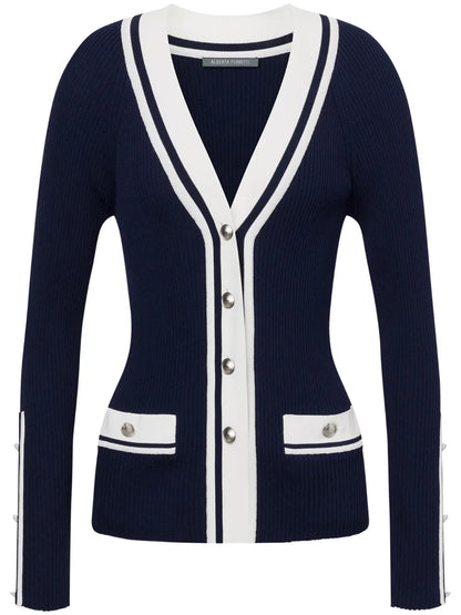 Contrast-Trim Cardigan