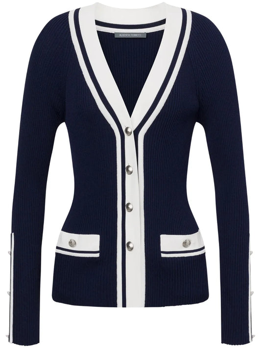 Contrast-Trim Cardigan