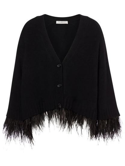 Feather-Embellished Cardigan