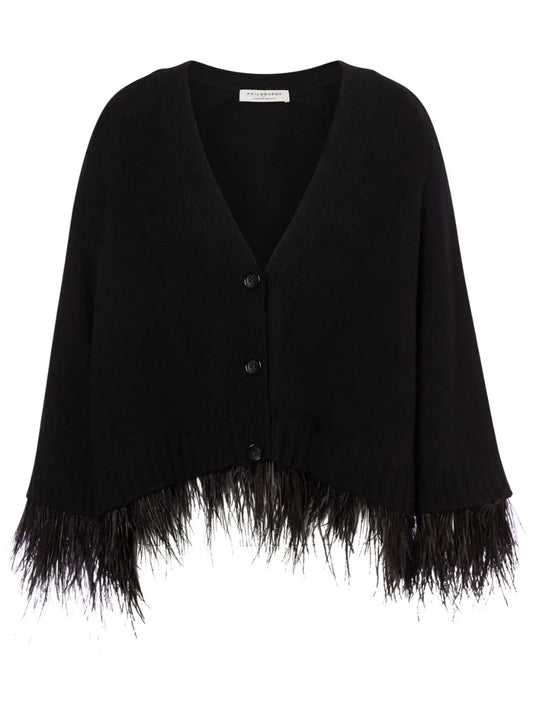 Feather-Embellished Cardigan