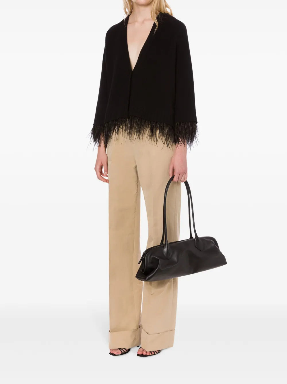 Feather-Embellished Cardigan