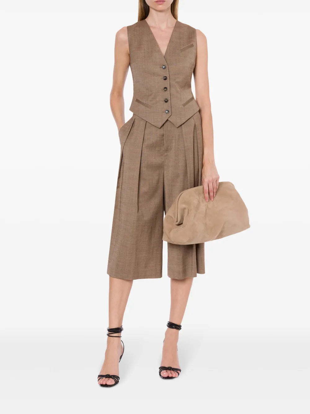 V-Neck Strap-Detail Waistcoat