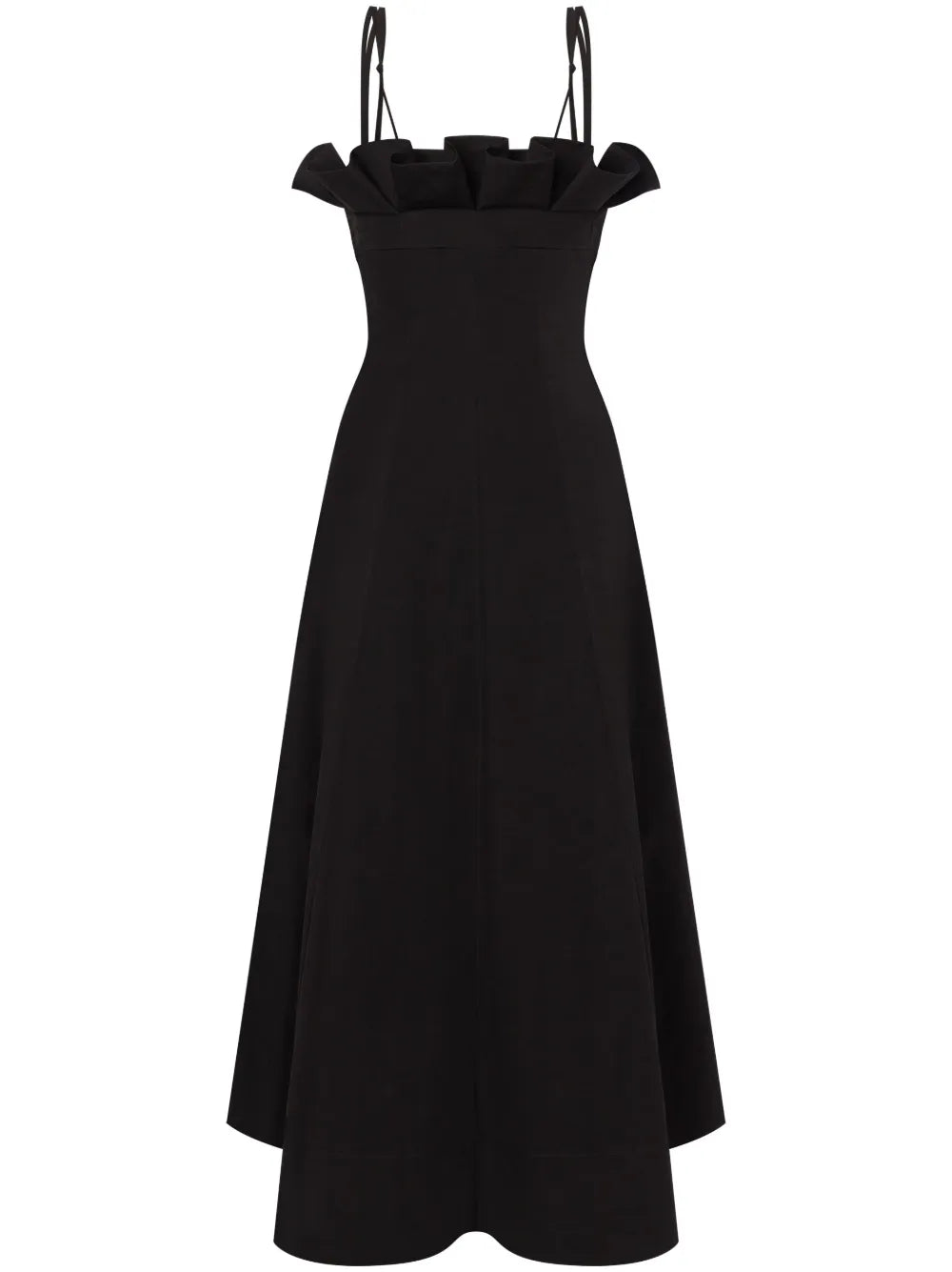 Ruffle-Detail Midi Dress
