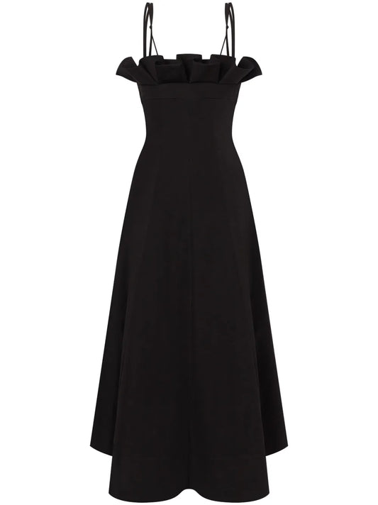 Ruffle-Detail Midi Dress