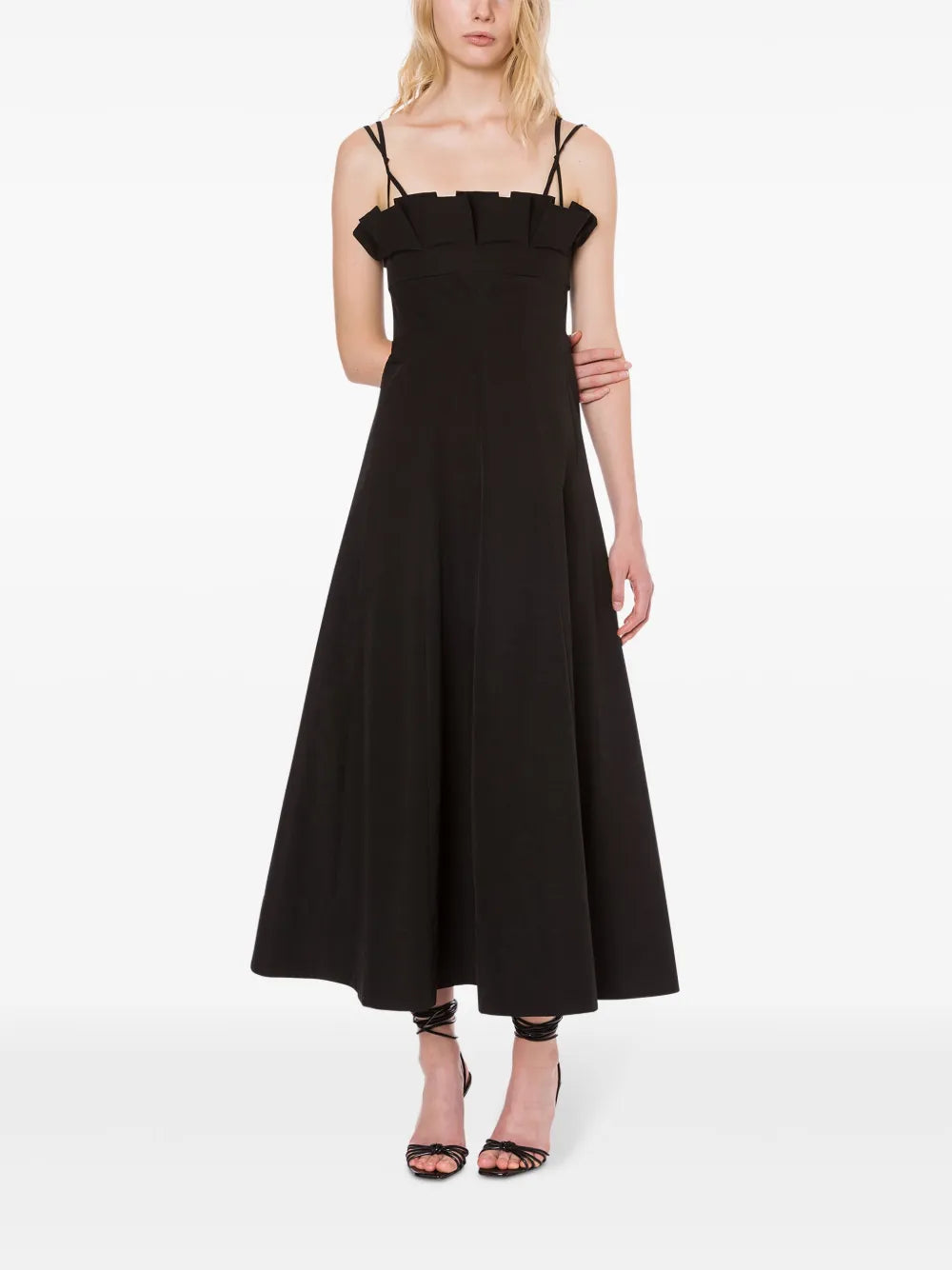 Ruffle-Detail Midi Dress