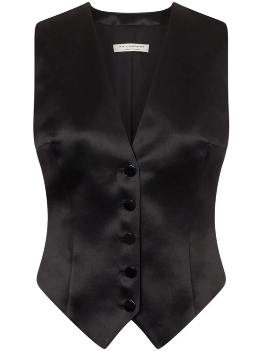V-Neck Satin Waistcoat