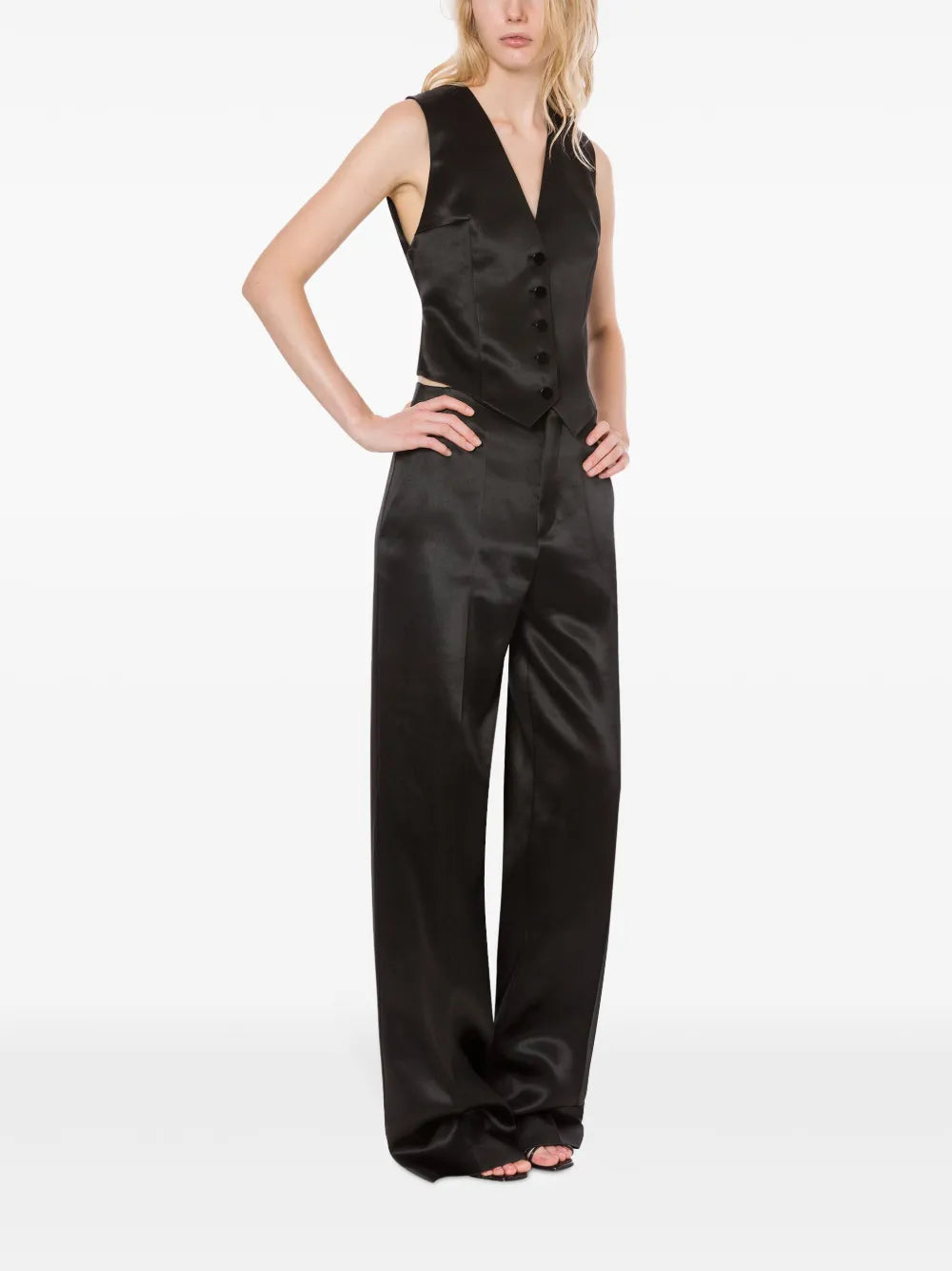V-Neck Satin Waistcoat