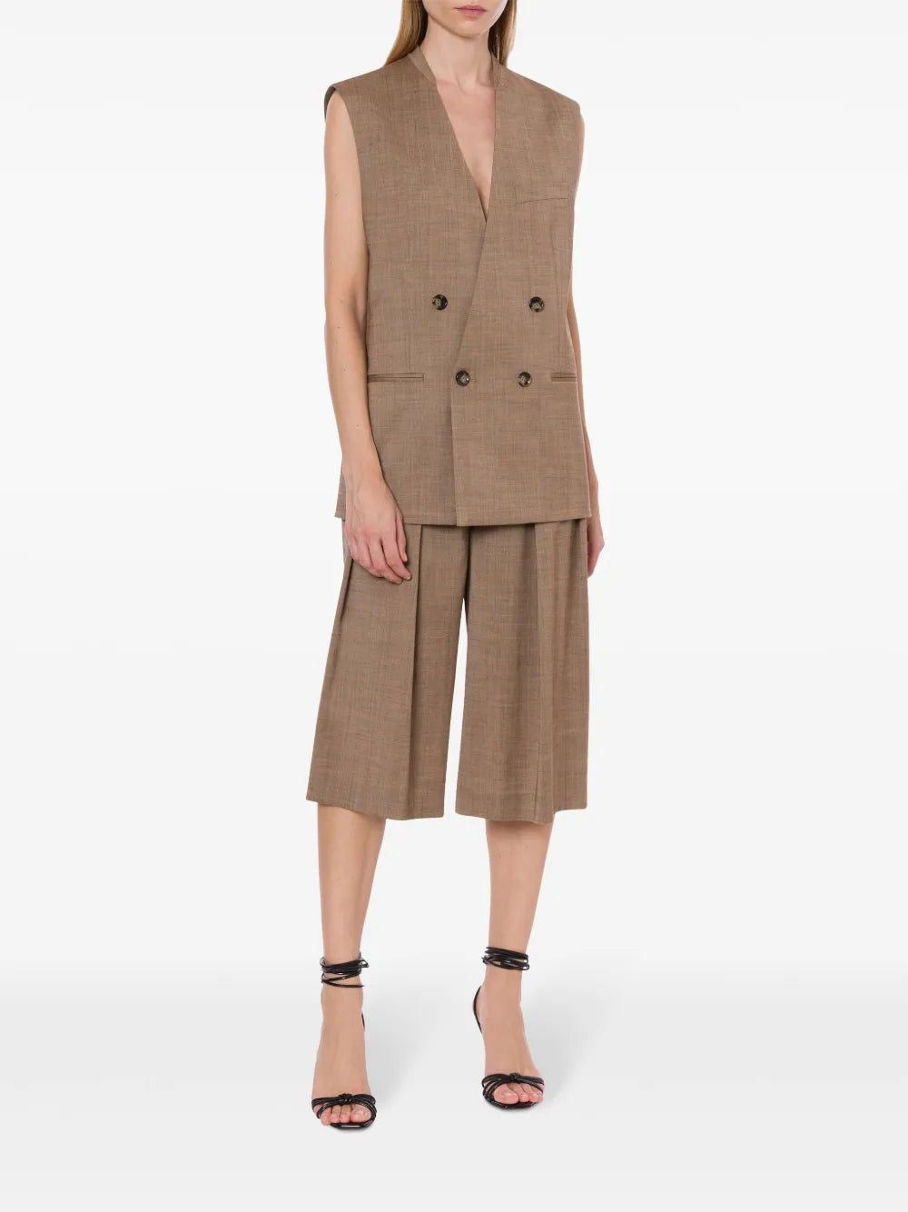 Lapeless Double-Breasted Gilet