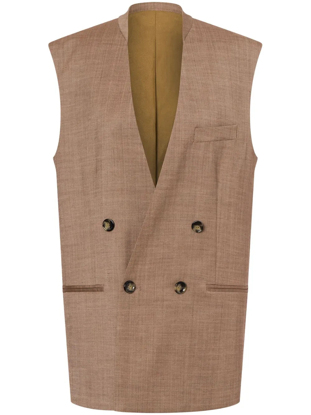 Lapeless Double-Breasted Gilet
