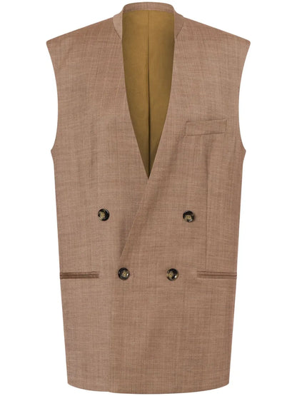 Lapeless Double-Breasted Gilet