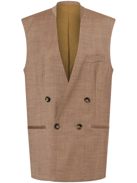 Lapeless Double-Breasted Gilet