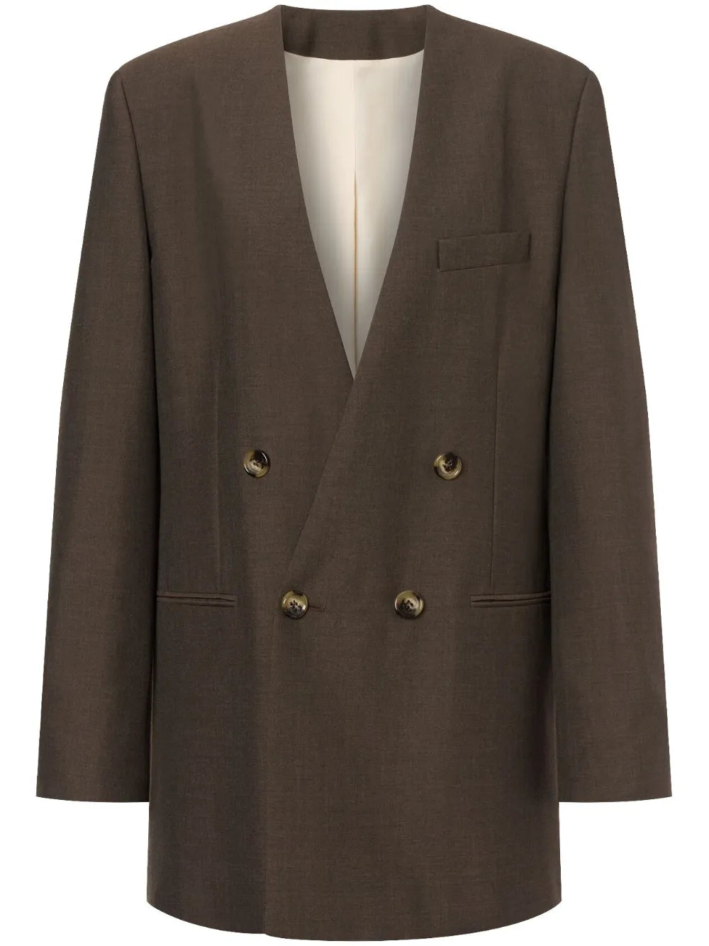 Lapeless Double-Breasted Blazer
