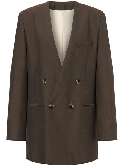 Lapeless Double-Breasted Blazer