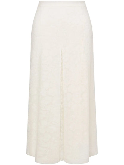 Floral-Lace Midi Skirt