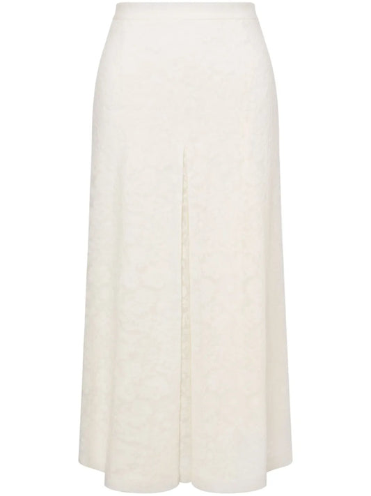 Floral-Lace Midi Skirt