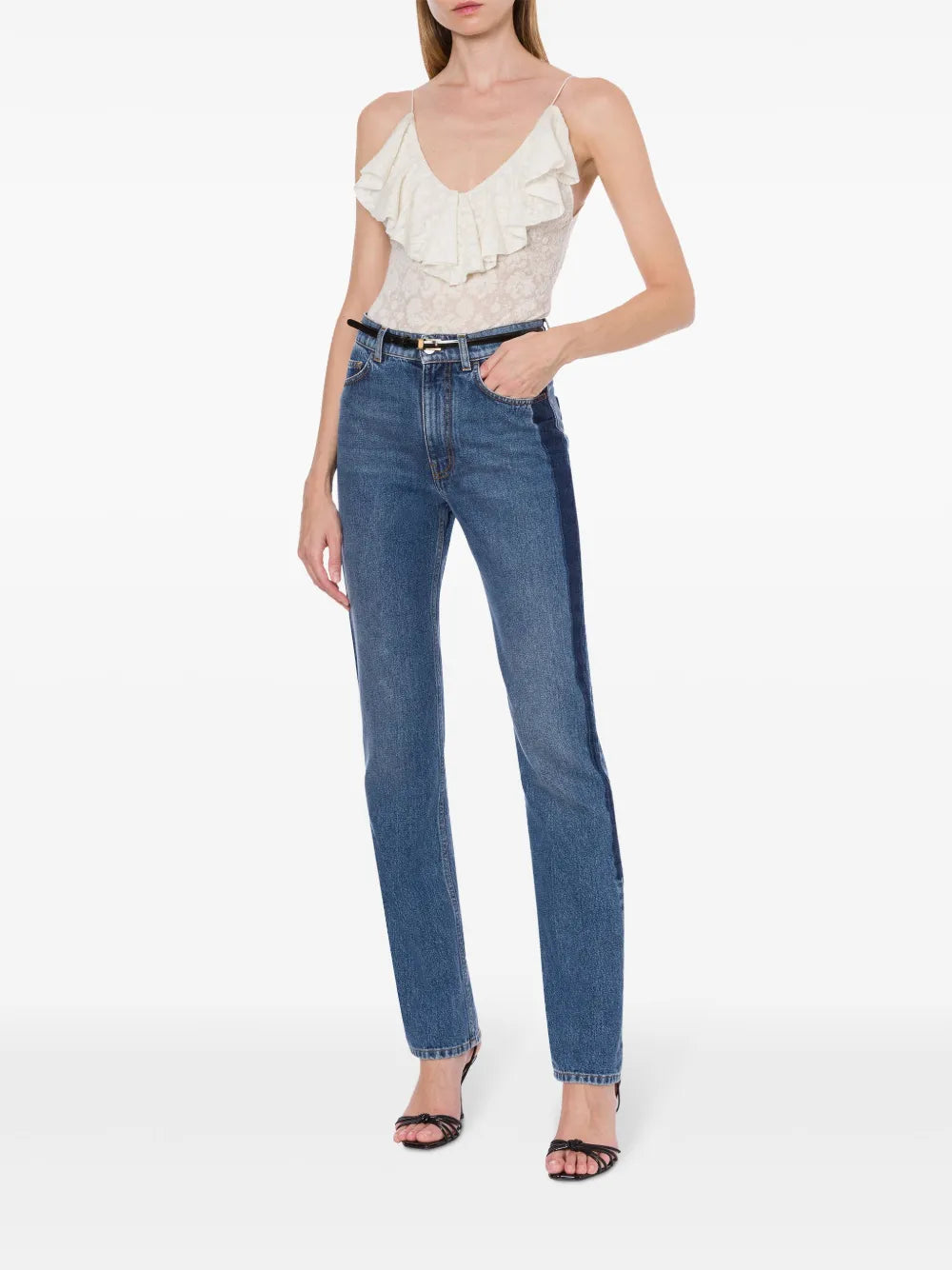 Two-Tone Cotton Denim Jeans