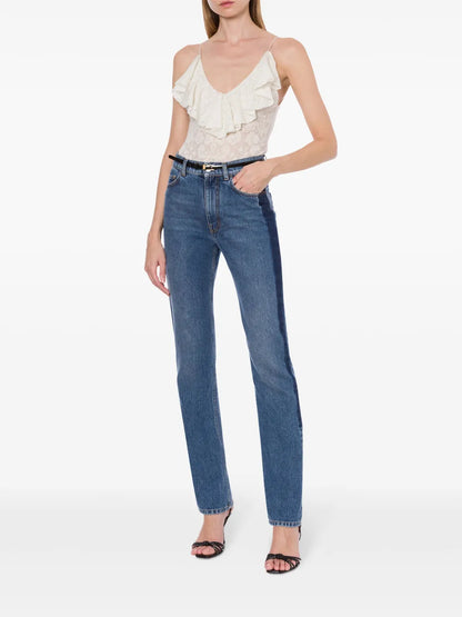Two-Tone Cotton Denim Jeans