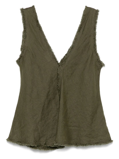 Frayed-Brim Top