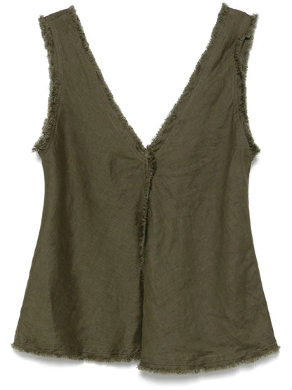 Frayed-Brim Top