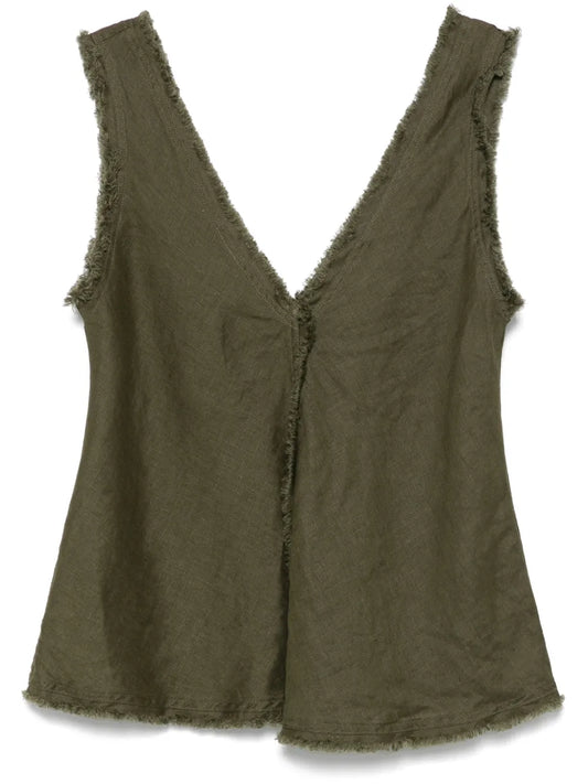 Frayed-Brim Top